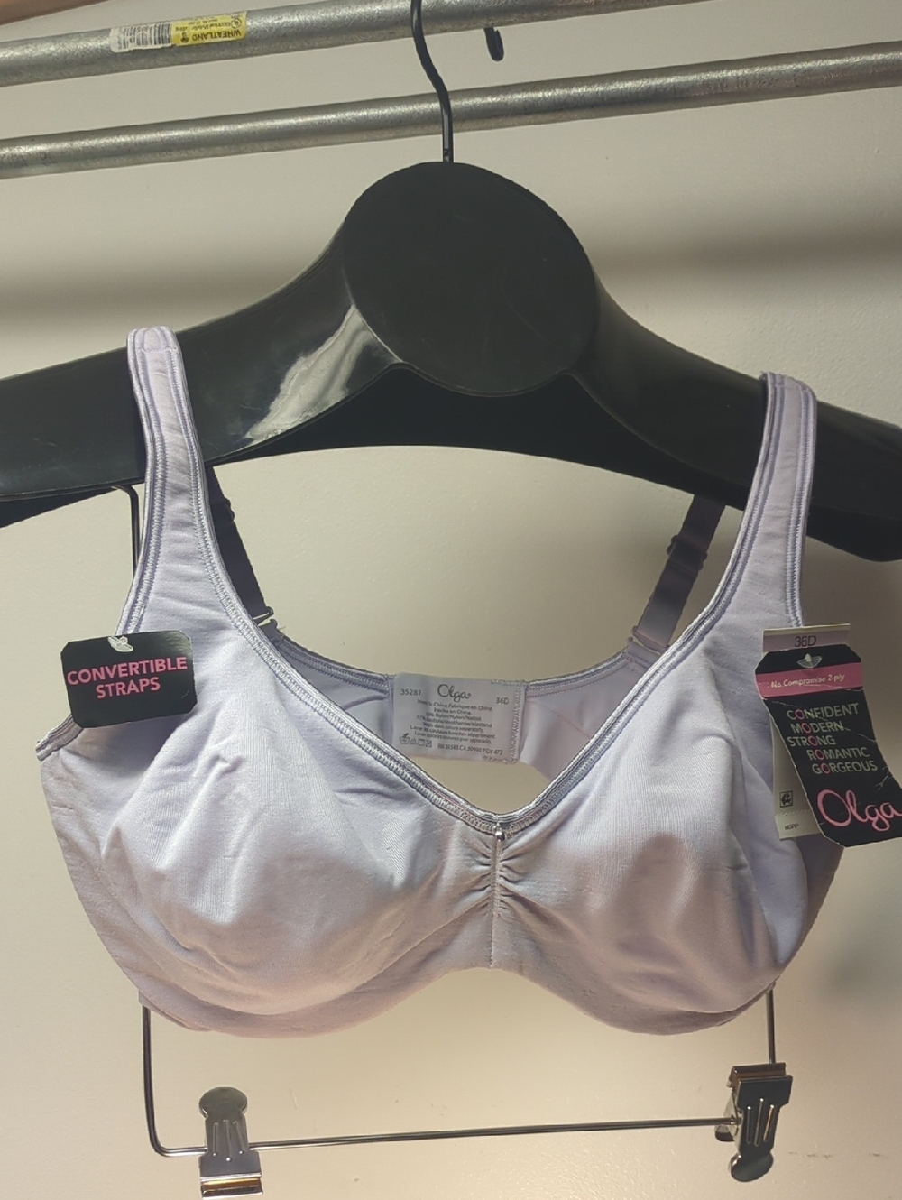 36D Olga Lavender Convertible Comfort Strap 2 Ply Seamless Bra Lavender New